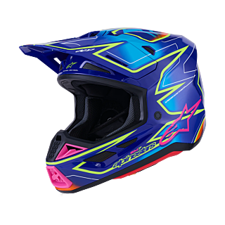 Alpinestars Crosshelm S-M7 Cast - Blauw / Roze / Fluo Geel
