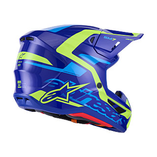 Alpinestars Crosshelm S-M7 Deed - Blauw / Fluo Geel