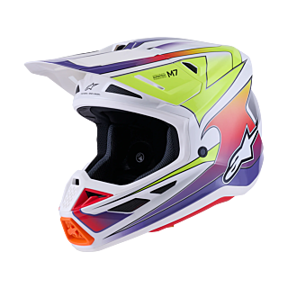 Alpinestars Crosshelm S-M7 Fuse - Wit / Fluo Geel / Paars