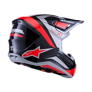 Alpinestars Crosshelm S-M7 Rise - Zwart / Zilver / Fluo Rood
