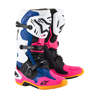 Alpinestars Crosslaarzen Tech 10 LE Coast - Wit / Donker Blauw / Fluo Roze