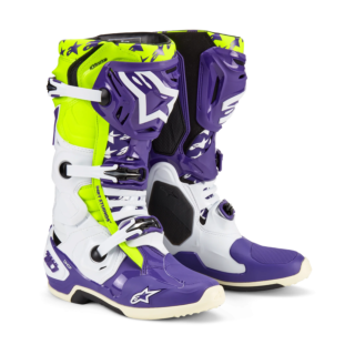 Alpinestars Crosslaarzen Tech 10 LE Dirt Studios - Wit / Paars / Geel Fluo