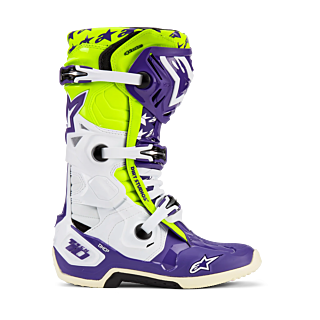 Alpinestars Crosslaarzen Tech 10 LE Dirt Studios - Wit / Paars / Geel Fluo