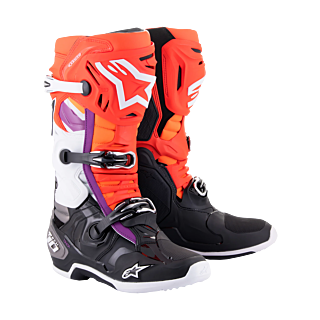 Alpinestars Crosslaarzen Tech 10 - Zwart / Fluo Rood / Fluo Oranje / Wit