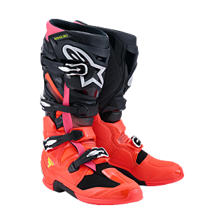 Alpinestars Crosslaarzen Tech 7 - Zwart / Fluo Rood / Fluo Roze