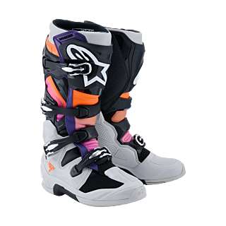 Alpinestars Crosslaarzen Tech 7 - Zwart / Licht Grijs / Fluo Oranje / Magenta