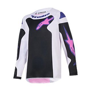 Alpinestars Kinder Cross Shirt 2026 Fluid Grid - Zwart / Licht Grijs / Paars