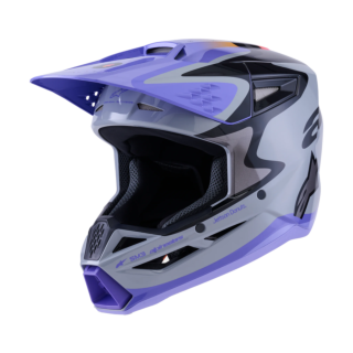 Alpinestars Kinder Crosshelm S-M3 Jettson - Grijs / Paars / Zwart