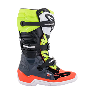 Alpinestars Kinder Crosslaarzen Tech 7S - Donker Grijs / Fluo Rood / Fluo Geel