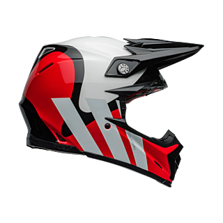 Bell Crosshelm Moto-9S Flex Hello Cousteau Stripes - Wit / Rood