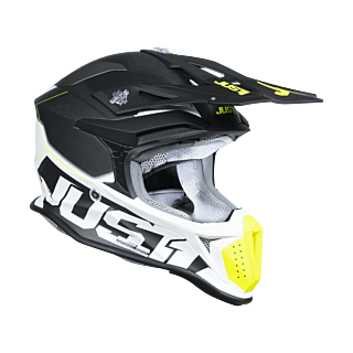 Just1 Crosshelm J18F Hexa - Zwart / Grijs / Fluo Geel / Wit