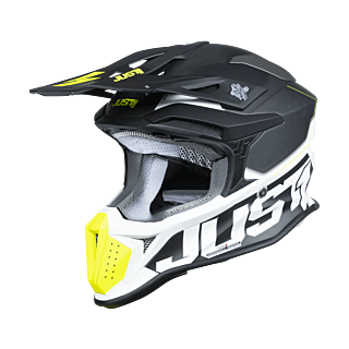 Just1 Crosshelm J18F Hexa - Zwart / Grijs / Fluo Geel / Wit
