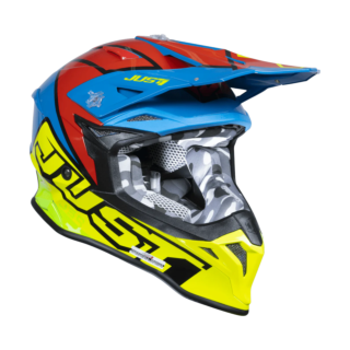 Just1 Crosshelm J39 Thruster - Fluo Geel / Blauw / Rood / Zwart