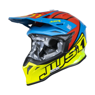 Just1 Crosshelm J39 Thruster - Fluo Geel / Blauw / Rood / Zwart
