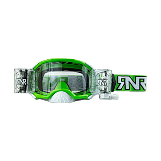 RNR Crossbril Roll-Off Platinum WVS - Groen - Clear Lens