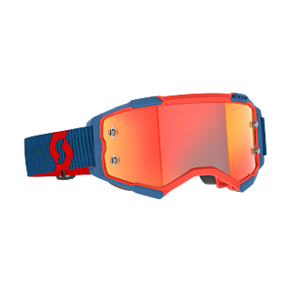 Scott Crossbril Fury - Donker Blauw / Neon Rood - Spiegel Oranje Lens