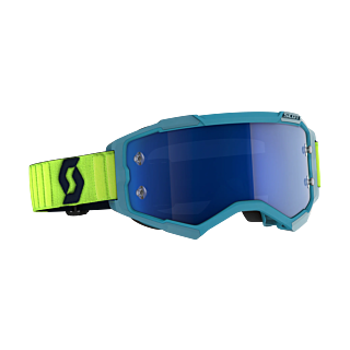Scott Crossbril Fury - Teal Blauw / Neon Geel - Spiegel Electric Blauw Lens