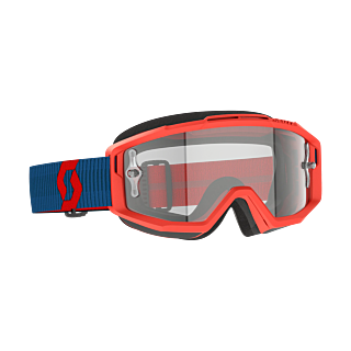 Scott Crossbril Split OTG - Donker Blauw / Neon Rood - Clear Lens