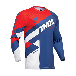 Thor Kinder Cross Shirt Sector Checker - Navy / Rood
