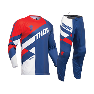 Thor Kinder Crosskleding Sector Checker - Navy / Rood