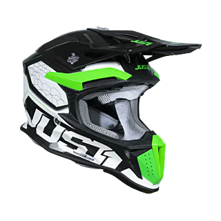 Just1 Crosshelm J18F Hexa - Fluo Groen / Wit / Titanium