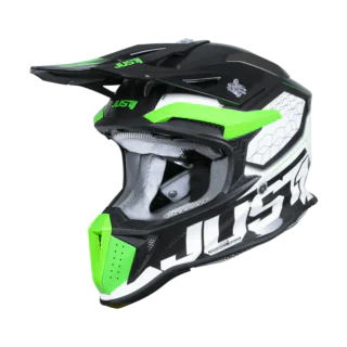 Just1 Crosshelm J18F Hexa - Fluo Groen / Wit / Titanium