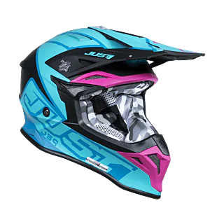 Just1 Crosshelm J39 Thruster - Zwart / Petrol / Blauw / Fuxia