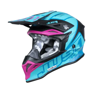 Just1 Crosshelm J39 Thruster - Zwart / Petrol / Blauw / Fuxia